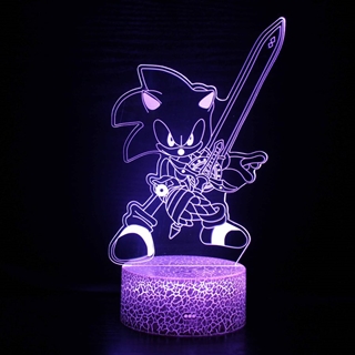 Sonic 3D-lampe med sværd – 16 lysfarver – dæmpbar 